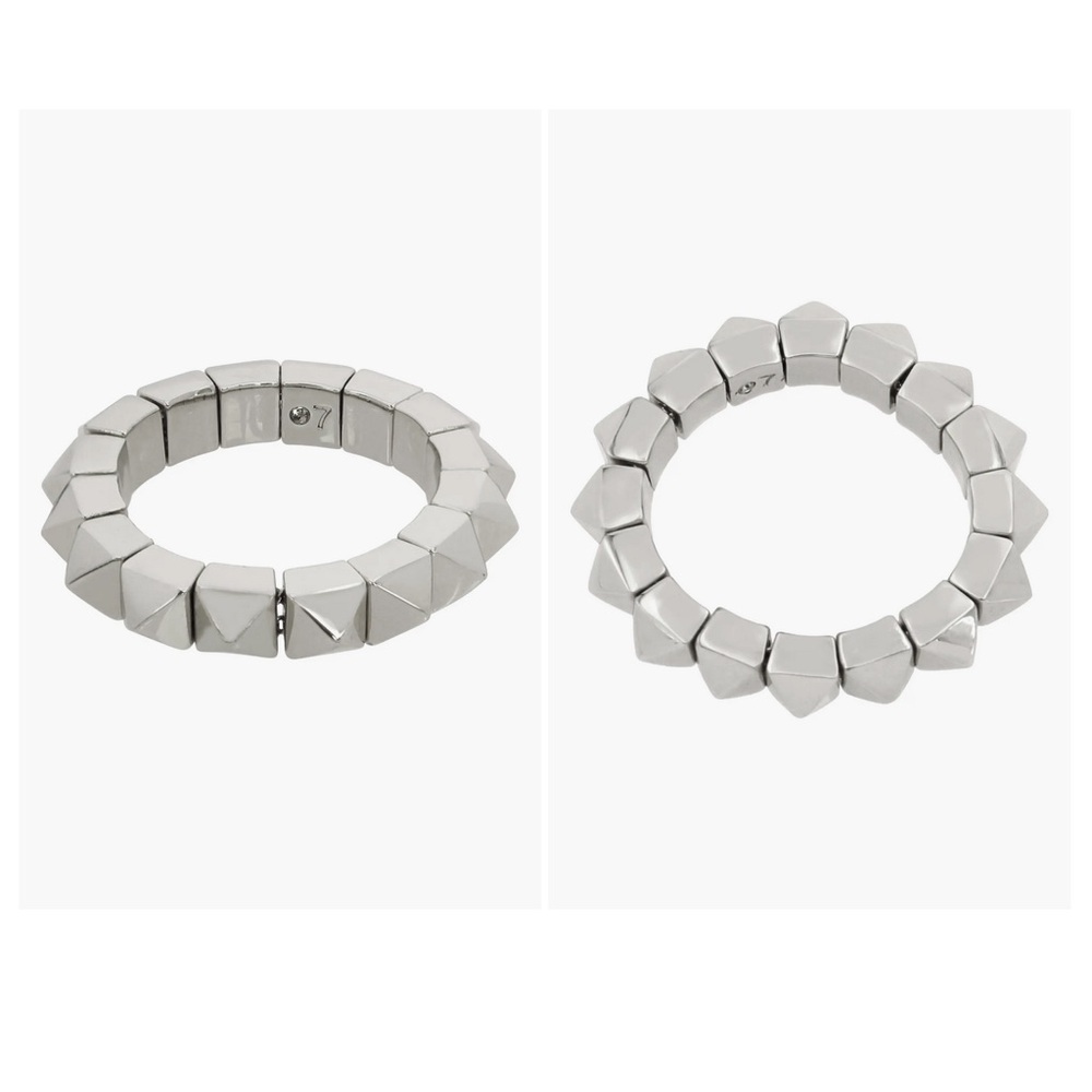 NWT AllSaints rhodium plated stretch pyramid ring